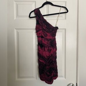 Rampage One-Shoulder Dress in Red and Black Cocktail Mini Dress NWOT